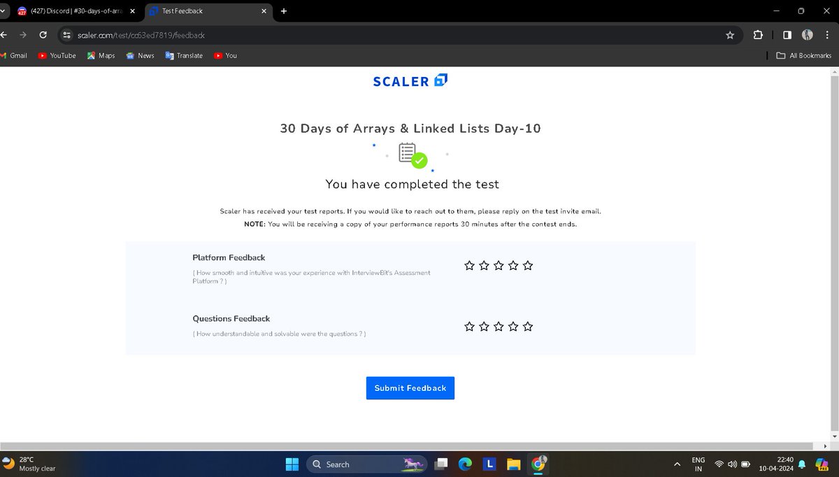 AnasSiddiq97711's tweet photo. Just completed Day 10 of the 30 Days of Array and LinkedList Challenge! Excited to do some coding with scaler . Bring on the next challenge!   #arrays #linkedlists #ScalerDiscord #ScalerTopic #30daysOfArrayAndLinkedList https://t.co/Jp2TUGN6ds
