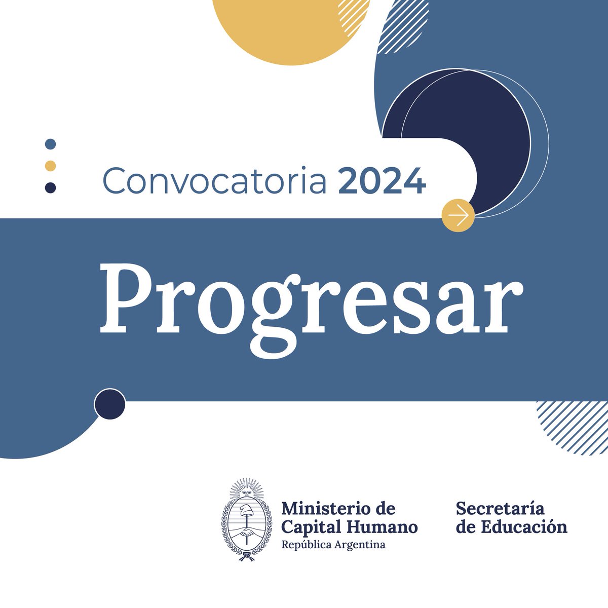 MinCapHum_Ar's tweet photo. Se abre la primera inscripción Progresar 2024 en todas sus líneas: Progresar Obligatorio, Progresar Superior y Progresar Trabajo. Para que puedas terminar la escuela, cursar estudios superiores y formarte profesionalmente.

Más info: https://t.co/Y9WwUyBKqw https://t.co/qwALH36UyW