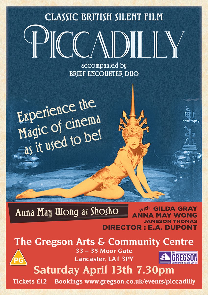 What did cinema used to be like? Ready to step back to the 1920's? Experience classic British Silent Film 'Picadilly' (1929) with live Jazz music from the Brief Encounter Duo this weeken Check them out! Info & tickets gregson.co.uk/events/piccadi…