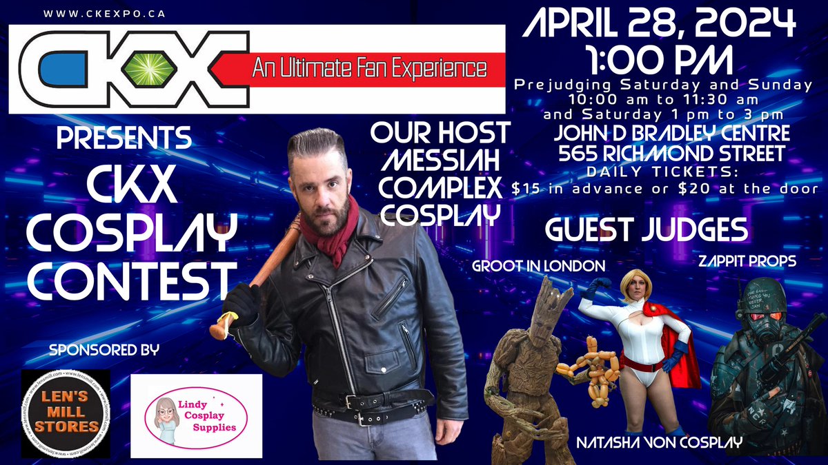 Don't miss the CK Expo cosplay contest! Sunday, April 28th with over $2000 in prizes.
Please check the website for weapon check rules and a judging grid for the contest. bit.ly/4cS2Osu
#YourTVCK #TrulyLocal #CKont #CKEXPO #Cosplay