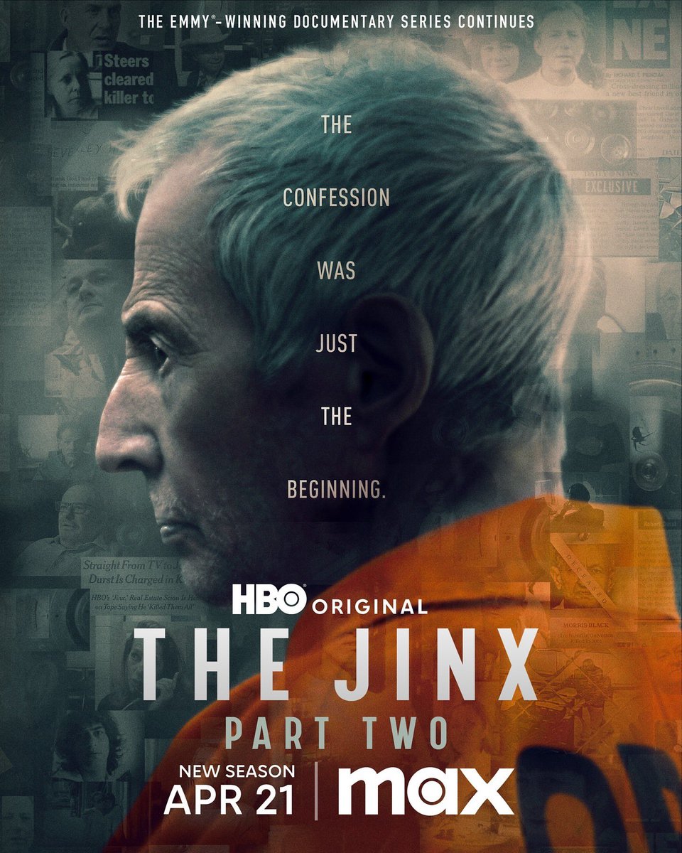• @StreamOnMax @HBODocs @HBOCanada The confession. The aftermath. The HBO Original Series #TheJinx Part Two premieres April 21st