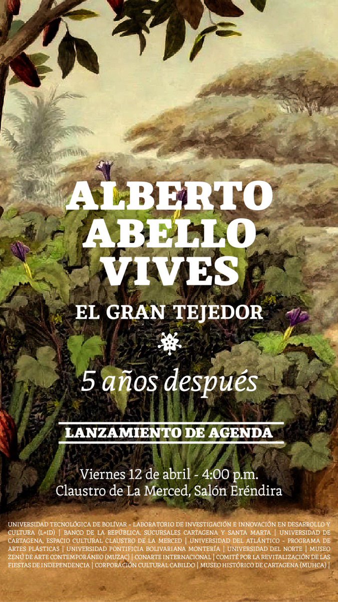 En #Cartagena y otras ciudades del Caribe recordamos los aportes a la cultura y la academia de Alberto Abello Vives a 5 años de su muerte. 
Este viernes 12 de abril a las 4 pm en Claustro de la Merced un grupo de entidades, colegas y amigos presentaremos la agenda conmemorativa.