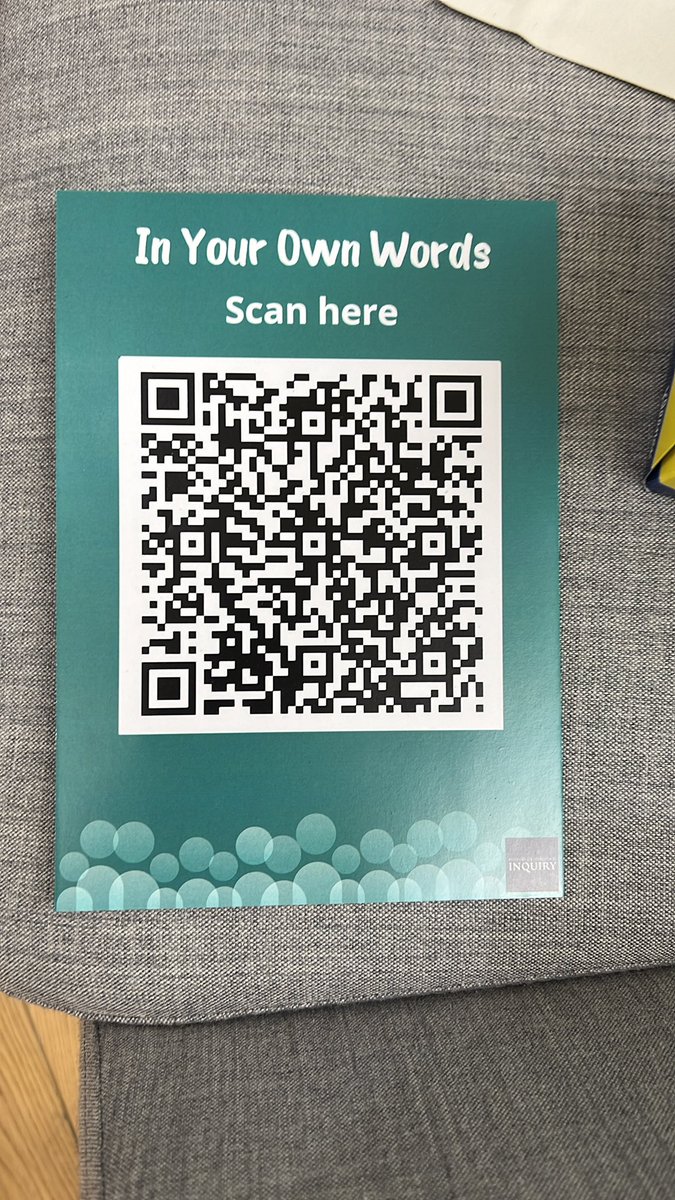 nickwallis's tweet photo. Just before I leave the Post Office Inquiry hearing ante-room, a quick note about this QR code, Wendy Buffrey asked me to share this more widely. It’s an initiative by The Post Office Horizon IT enquiry to get more experiences on the record. https://t.co/dhexEyrEED