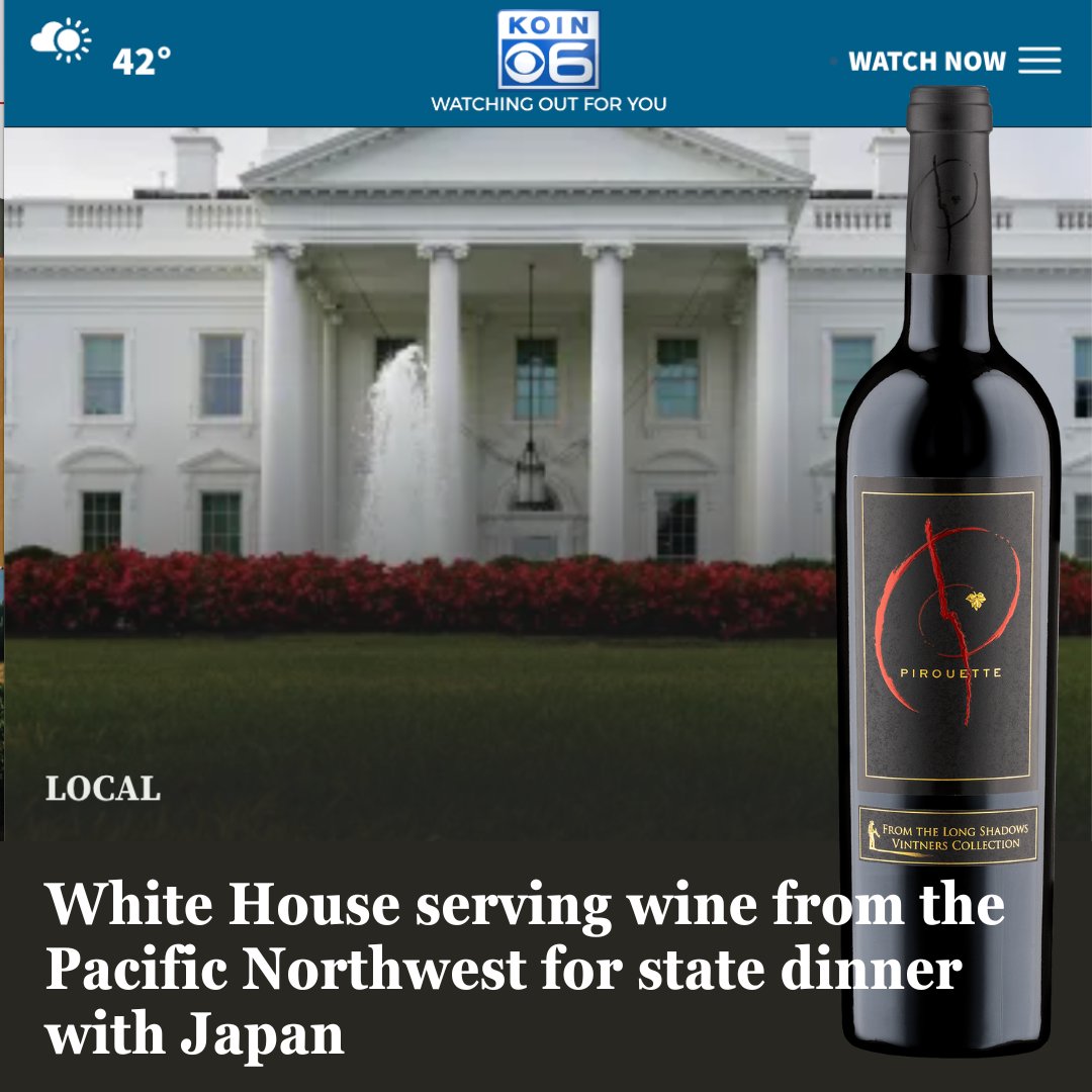 We are so honored to share that the 2019 Pirouette will be served at tonight's White House State Dinner with Japanese Prime Minister Fumio Kishida. Read all about it (along with what other PNW wines will be served) here: koin.com/local/white-ho…