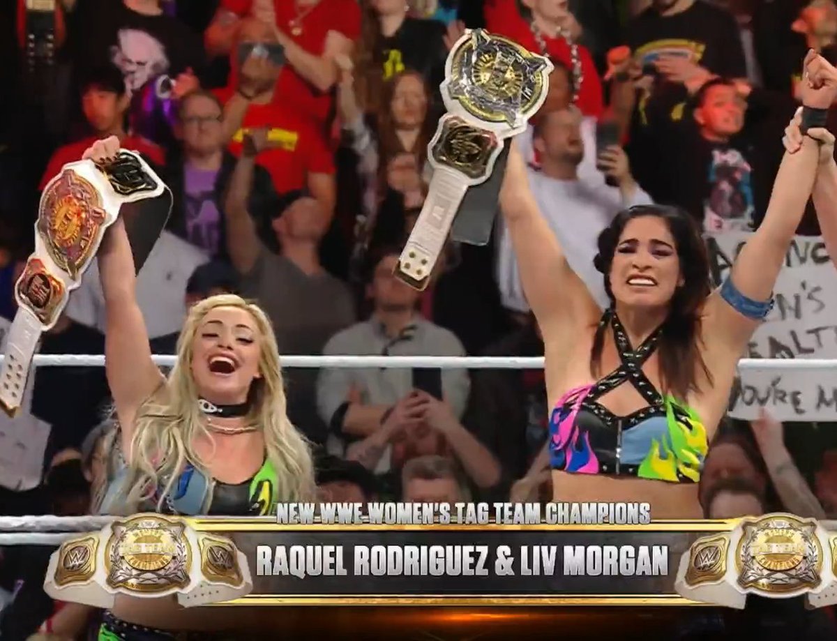 A Year Ago Today on Raw Morgan and Rodriguez Captured the Women’s Tag Titles from Stratus and Lynch #WWERAW #OnThisDayInWWE #OnThisDay #livmorgan #raquelrodriguez