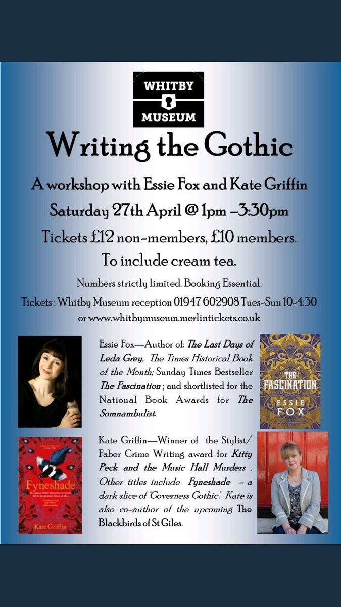 Really looking forward to visiting Whitby during the fabled Goth Weekend at the end of April. Two events to tempt you: A night in a haunted bookshop - join me, @essiefox & @amandajanemason A gothic writing workshop at wonderful Whitby Museum Join us on to dabble the dark side?