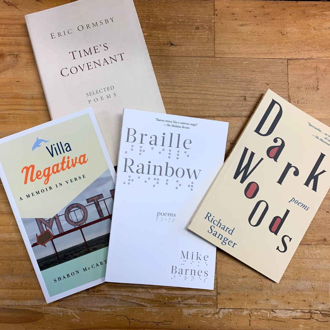 Packing up today's poetry order (great picks John)! Reminder - in celebration of National Poetry Month, all of our backlist poetry titles are 50% off in April. Shop here: biblioasis.com/product-catego…