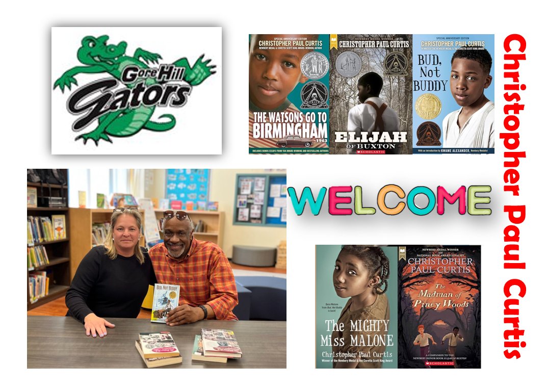 Gore Hill welcomes author Christopher Paul Curtis for a visit! Our Gators are so excited to learn about the stories he has written. Thank you for signing copies of your books for us! Watch for more information in an article by @SouthpointSun @toddawender @gecdsbpro @Mlle_Roberts