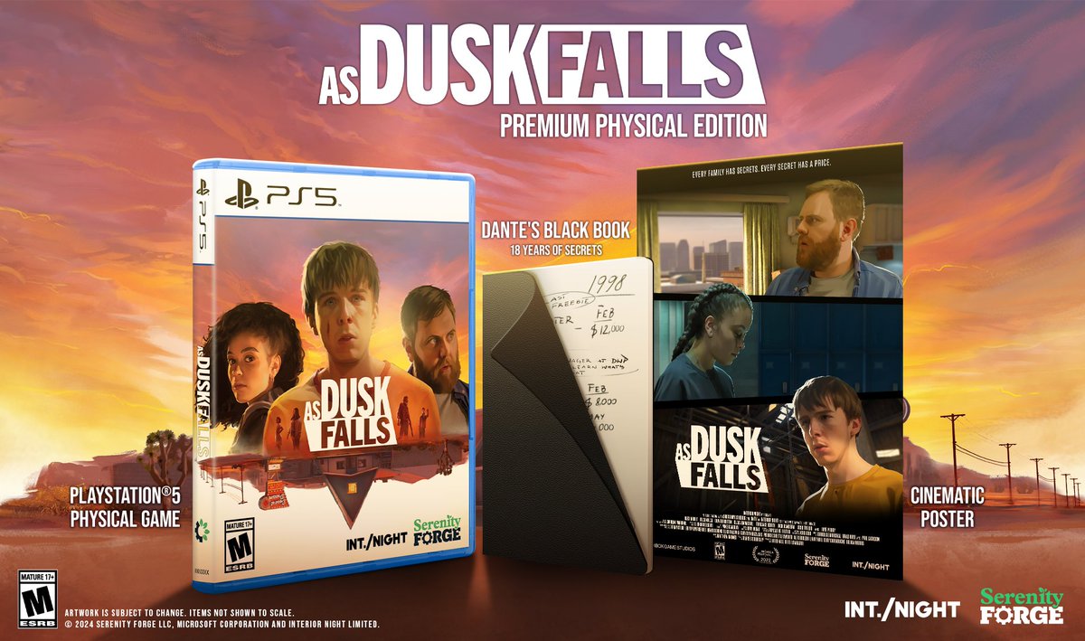 Our PS5 Physical Edition of As Dusk Falls will launch later this Spring & comes bundled with goodies, such as a lore-filled notebook🌵 Don’t miss out on the interactive drama that @IGN called 'a masterwork of branching storytelling”! Pre-Order Today: target.com/p/as-dusk-fall…