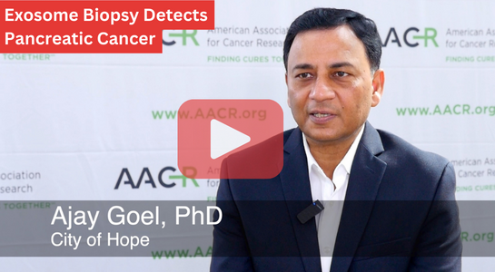 As promised here is the video interview of @ajaygoel_ca @cityofhope #AACR24 discussing The Role of Liquid Biopsies in Pancreatic Cancer videos.oncologytube.com/watch/A4HAcLOL…