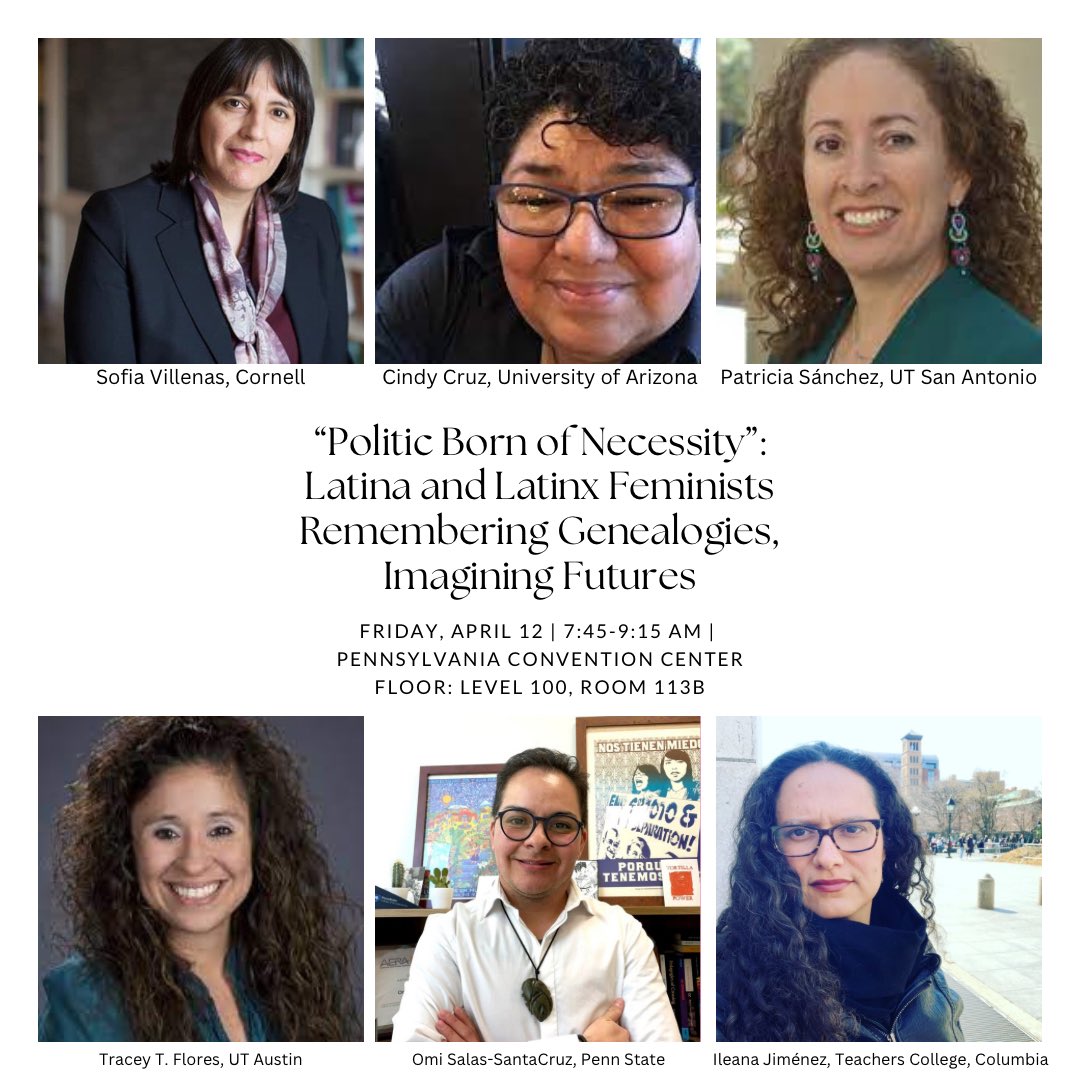 Excited to present on this amazing panel at #AERA24 on Latina & Latinx feminists remembering genealogies, imagining futures. Thanks to @AERADivB and their decolonization and transformative curriculum studies section for accepting our proposal. @cruzzer33 @traceyhabla @omiwhynot