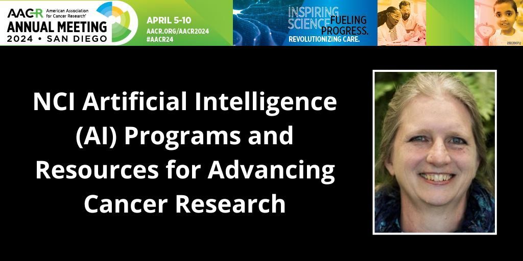 Dr. Jennifer Couch (Chief of the Biophysics, Bioengineering, and Computational Sciences Branch of our division) is introducing the session on @theNCI #ArtificialIntelligence (AI) programs and resources for advancing #CancerResearch. abstractsonline.com/pp8/#!/20272/s… #AACR24
