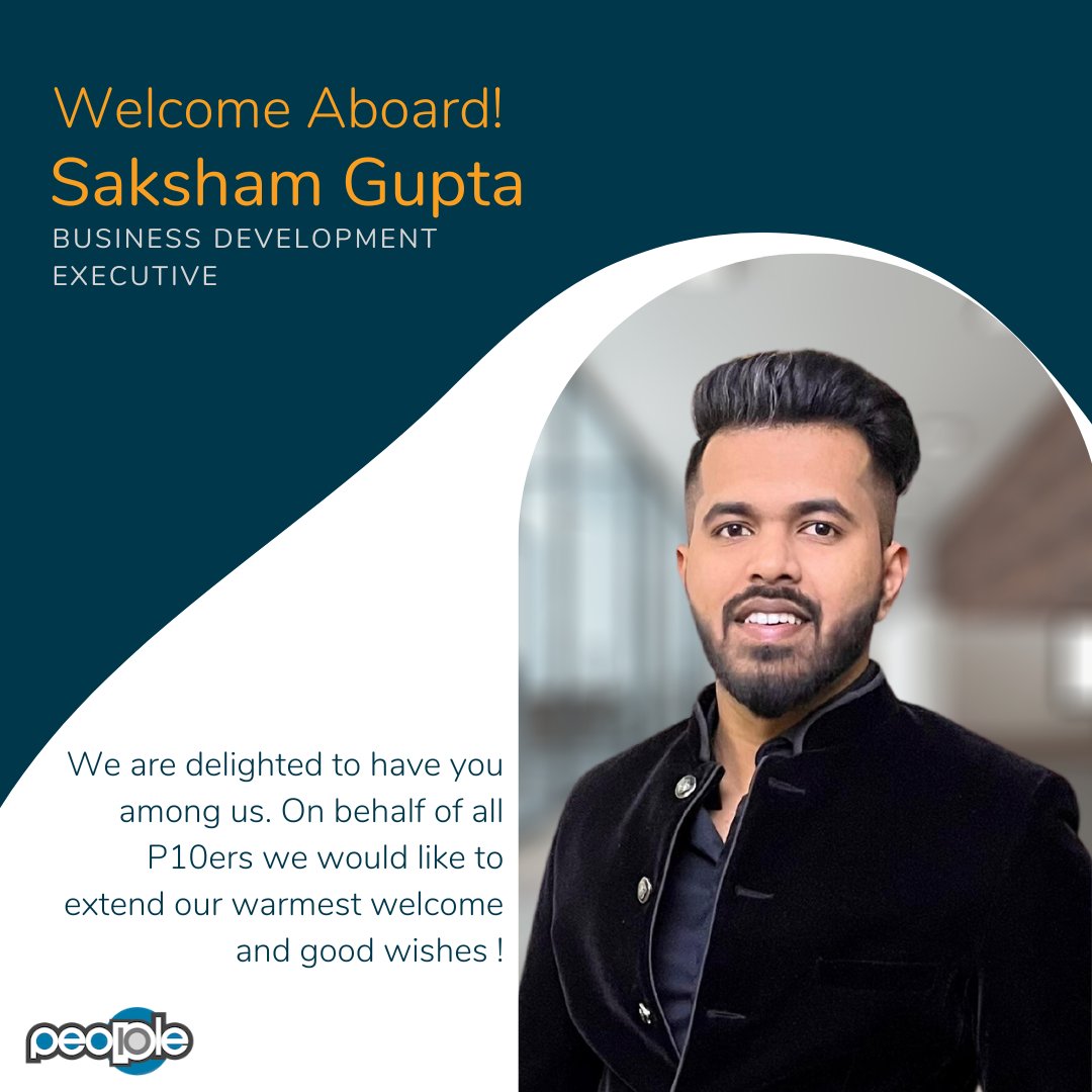 People10 Technologies Inc. happily welcomes our new team member Saksham G. to the P10 family!

#welcometotheteam #people10 #successtogether #businessdevelopmentexecutive #careerinsales