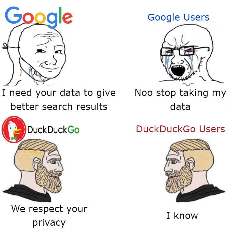 Exploring the eternal struggle between personalized service and privacy with a humorous twist! #SearchEngineStruggles #PrivacyMatters #GoogleVsDuckDuckGo 🌐🕵️‍♂️🔒