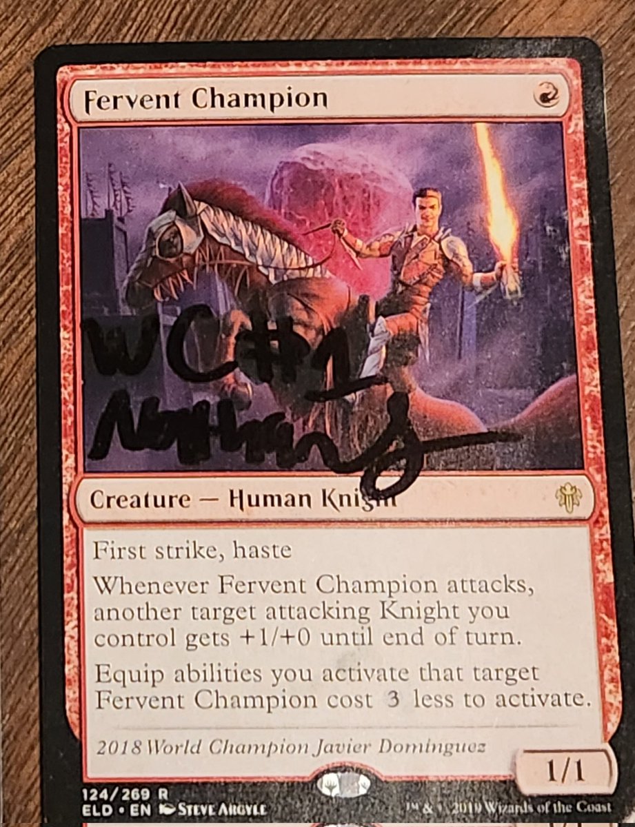 Starting to pack to head off in just under a week to the Handshake testing house leading up to PT Seattle and found this souvenir from Chicago. One of the best things of MagicCon and the PT is to meet your favorite players, including World Champions such as @Nathansteuer1 🙂
