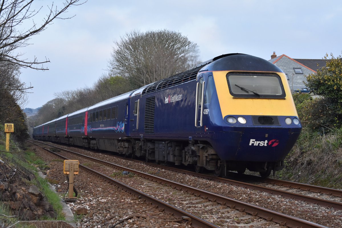 Five years ago today - 43161/LA60/43088 passing over Trevingey Crossing, Redruth working 1C84 14:03 London Paddington to Penzance 10/04/19