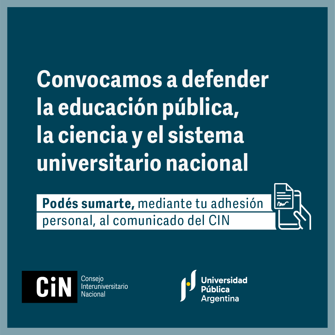 🗣️ PODÉS ADHERIR A LA CONVOCATORIA DEL @CINoficial El texto completo del documento 'Convocamos a defender la educación pública, la ciencia y el sistema universitario nacional' y el link del formulario de adhesión se encuentra disponible en nuestra bio.