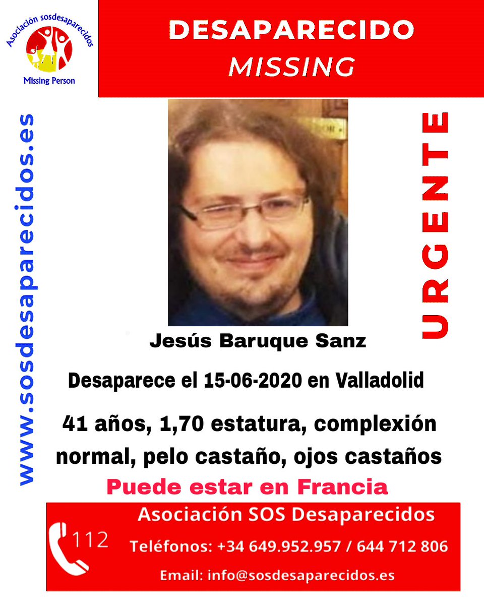 🆘 DESAPARECIDO Continúa desaparecido 2020 #desaparecido #sosdesaparecidos #Missing #España #Valladolid #Francia Fuente: sosdesaparecidos Síguenos @sosdesaparecido