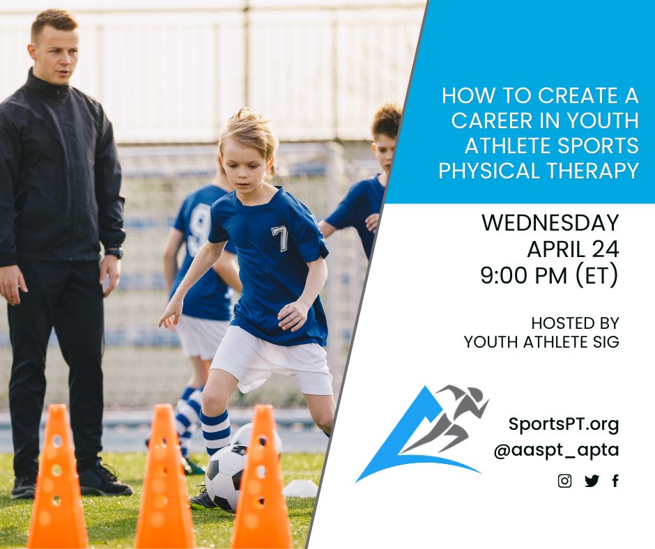Join the Youth Athlete SIG as they host an upcoming webinar, "How to create a career in youth athlete sports physical therapy."

Learn more and Register//bit.ly/49DaBrG