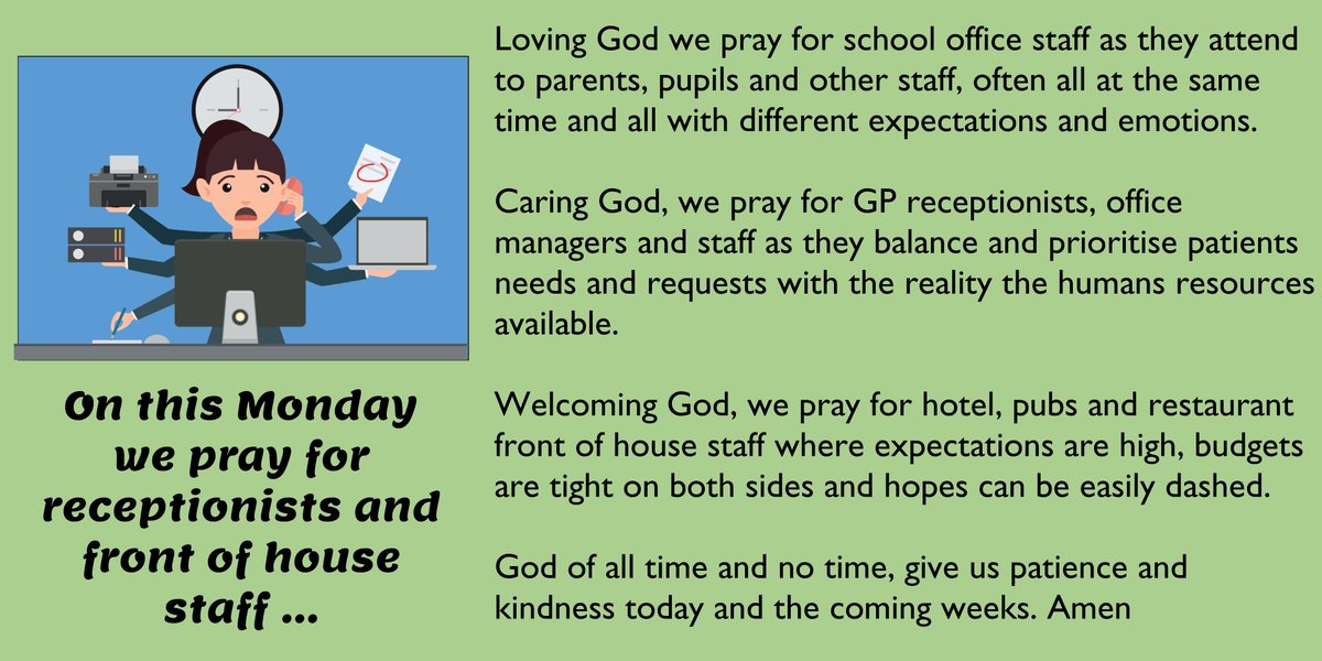 On this Monday, we pray for receptionists and front of house staff ... Please add your prayers in the comments (it can be one word, a name, a short sentence)