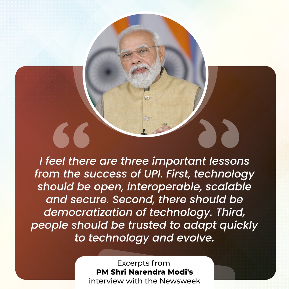 Three important lessons from the success of UPI...

Excerpts from PM Shri @narendramodi's interview with Newsweek.