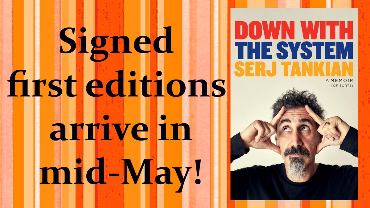 We're a month away from pub date for DOWN WITH THE SYSTEM by @serjtankian ... who wants a signed first edition?

Reserve your copy today: alabamabooksmith.com/signed-copies/…

#signedbooks @HachetteUS @HachetteBooks
