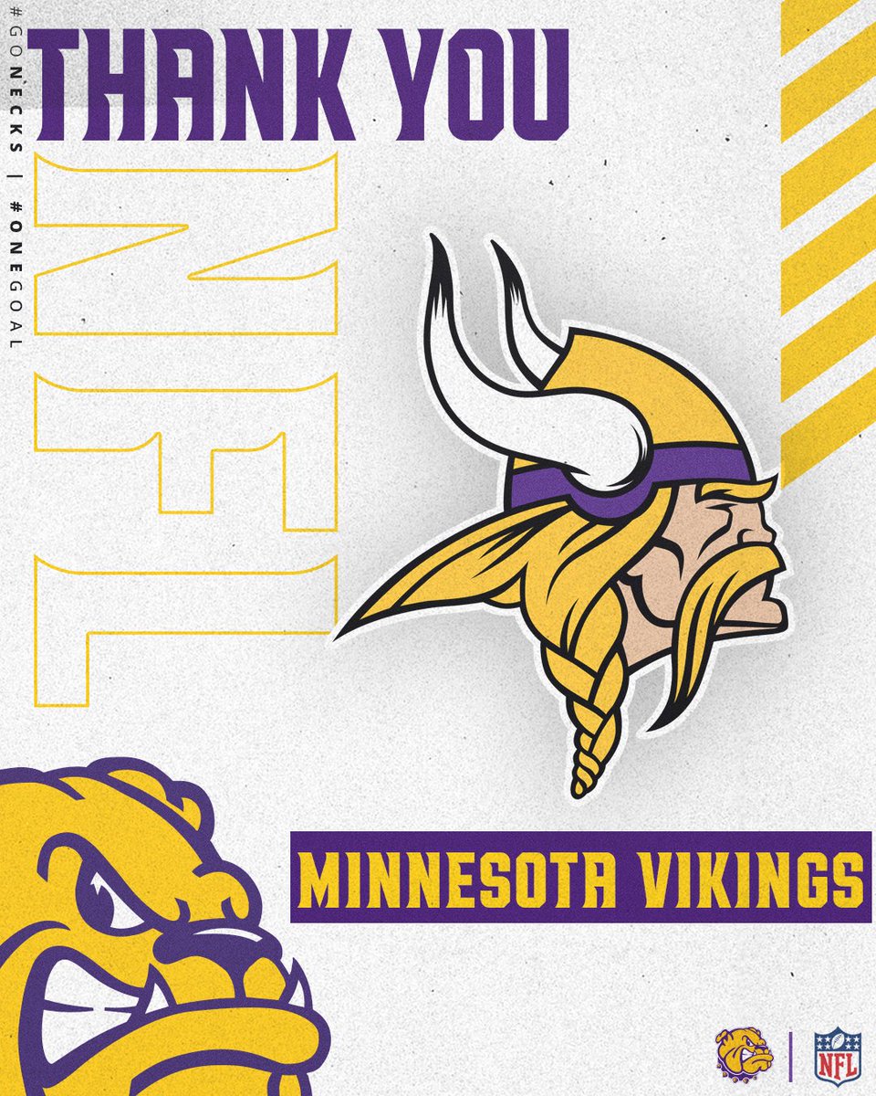 Thank you to the @Vikings for stopping by campus and checking out the Leathernecks! #GoNecks | #OneGoal | #ECI