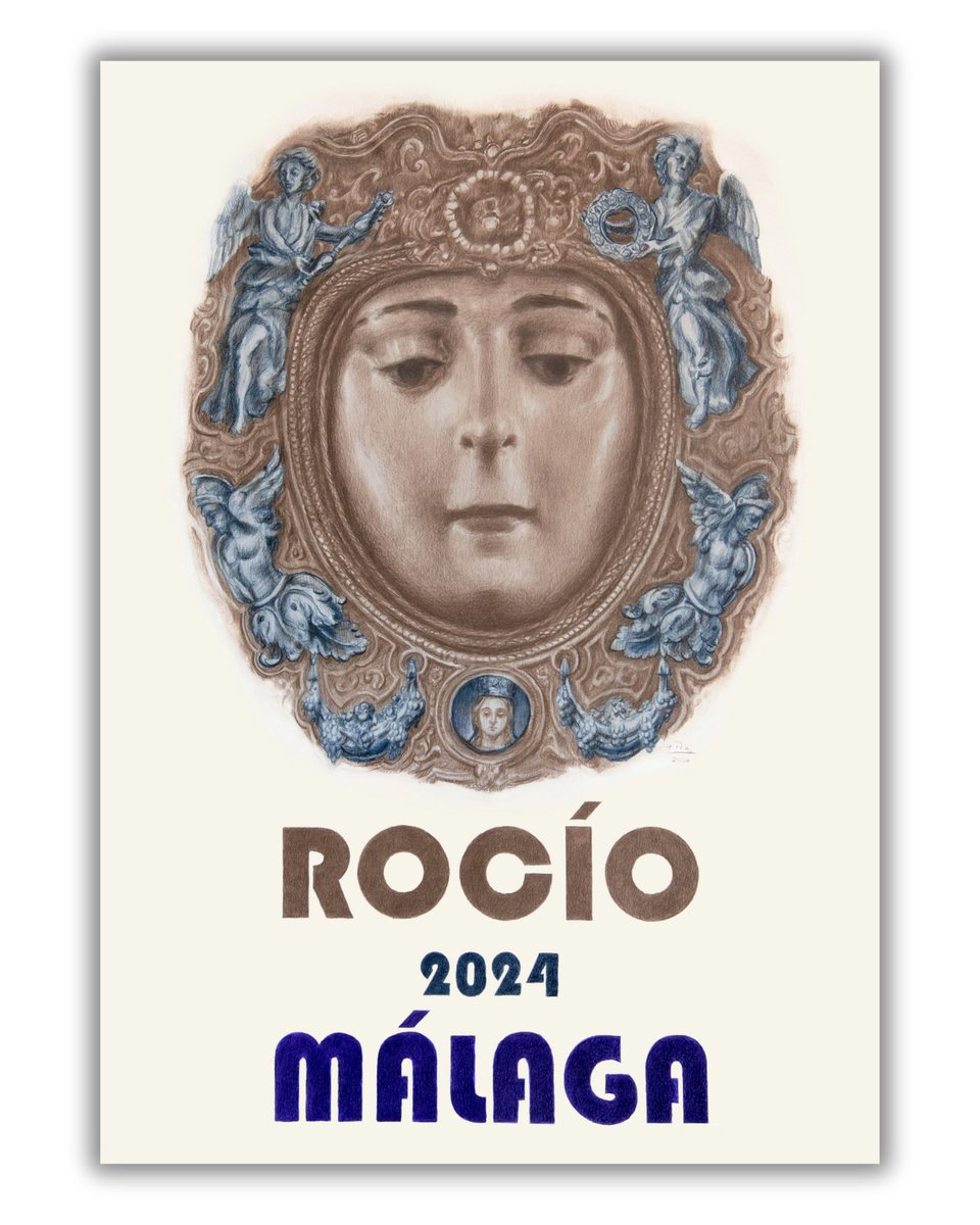 🟣⚪️ ROMERÍA 2024 | Cartel de la romería #Rocío2024, obra de nuestro hermano D. Fernando Prini Betés, realizado en lápiz sobre papel marca mayor, 95 x 66 cm.
