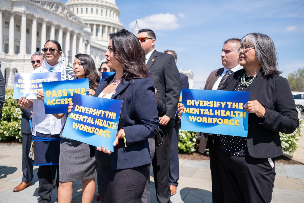 It was so incredible to be joined by our amazing partners, Que Paso Latinx, @namicommunicate, @younginvincible, @hacunews, and @apa to introduce our ACCESS in Mental Health Act today! Now let's pass this bill and make investments in a culturally competent mental health workforce.