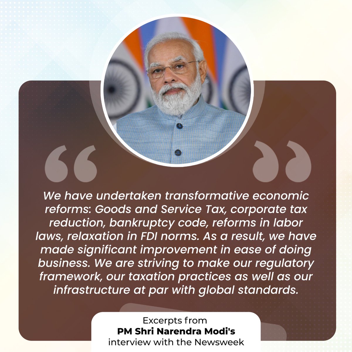 We have undertaken transformative economic reforms...

Excerpts from PM Shri @narendramodi's interview with Newsweek.