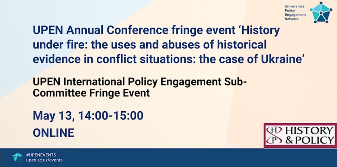 Delighted to announce that booking is open for a special online fringe event @PolicyUpen in partnership with @HistoryPolicy @ihr_history. Distinguished panel includes Margaret MacMillan, Serhii Plokhy, Allyson Edwards and Christopher Finlay. To register: eventbrite.fr/e/conf24-histo…