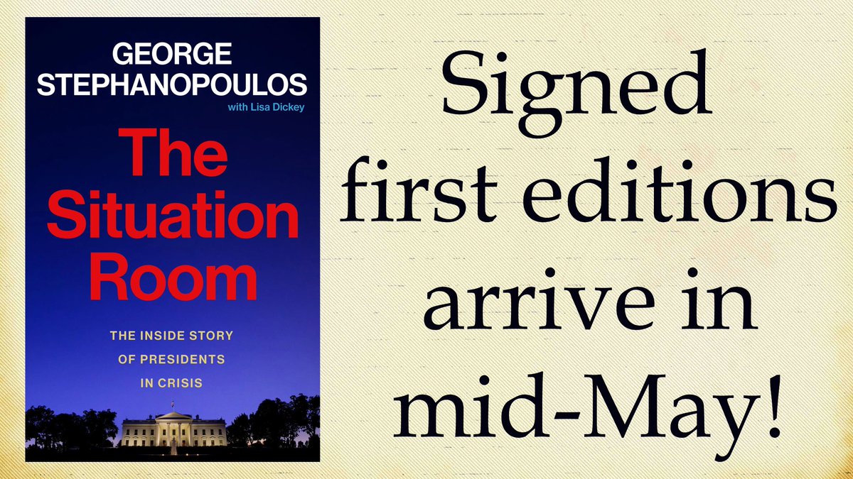 We're a month away from pub date for THE SITUATION ROOM by @GStephanopoulos ... have you reserved your signed first edition? Available for pre-order here: alabamabooksmith.com/signed-copies/… #signedbooks @GrandCentralPub @HachetteUS