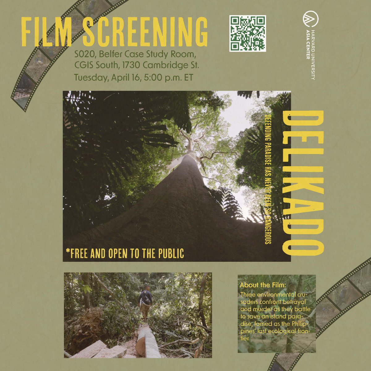 *** Upcoming Event ***

Join us Tuesday, April 16th at 5pm ET for a film screening of Delikado. The event will take place in S020, CGIS South, 1730 Cambridge St,Cambridge.