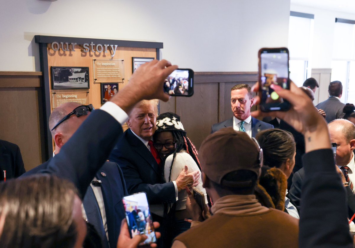 I was told black people did not like Trump!!! Surprise, surprise! Here is President Trump at Chick-fil-A in Atlanta, Georgia.