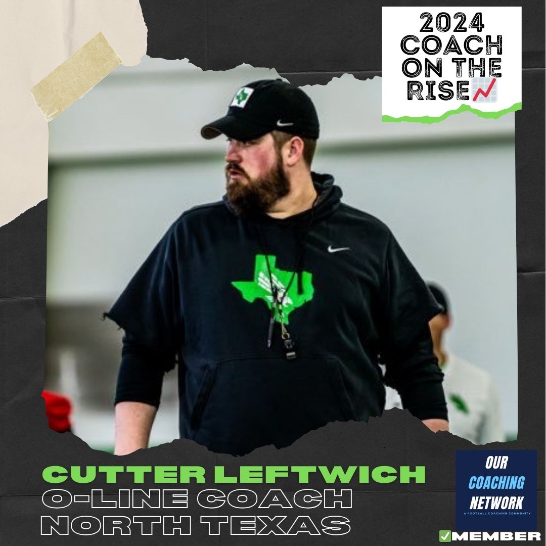 🏈G5 Coach on The Rise📈 @MeanGreenFB Offensive Line Coach @CutterLeftwich is one of the Top OL Coaches in CFB ✅ And he is a 2024 Our Coaching Network Top G5 Coach on the Rise📈 G5 Coach on The Rise🧵👇
