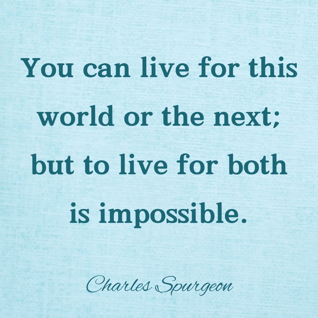 You can live for this
world or the next;
but to live for both
is impossible.
Charles Spurgeon

#charlesspurgeon #eternity #heaven #liveforjesus