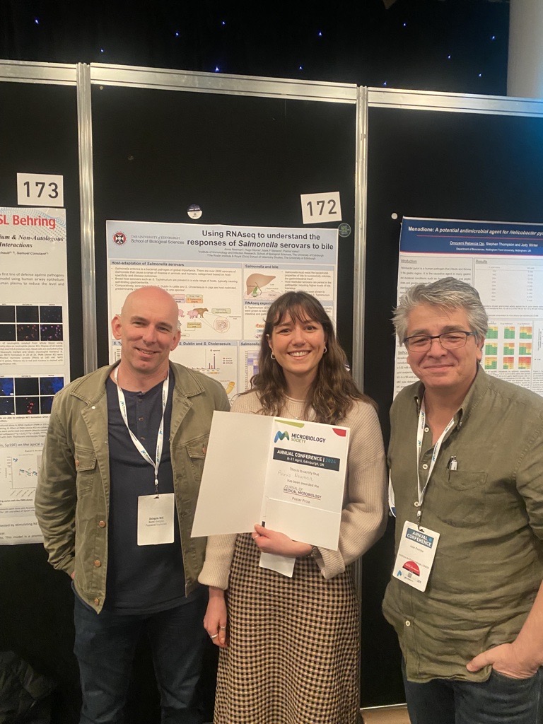 Congratulations to Aisling Corbet, Annis Newman (@annisnewman9) and Stephen Fitzgerald (<a href="/MoredunComms/">The Moredun Foundation</a>) for winning the #JMedMicro Poster Prize at Annual Conference 2024! #Microbio24