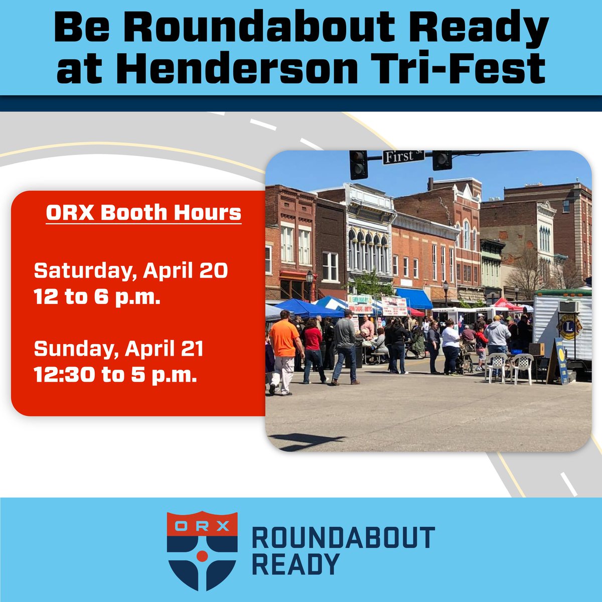 Circle these dates on your calendar. The ORX team is headed to Tri-Fest later this month to make sure you're Roundabout Ready! 

We’ll have lots of information about the roundabouts being built, with a virtual reality experience &amp; hands-on activities. We hope to see you there.