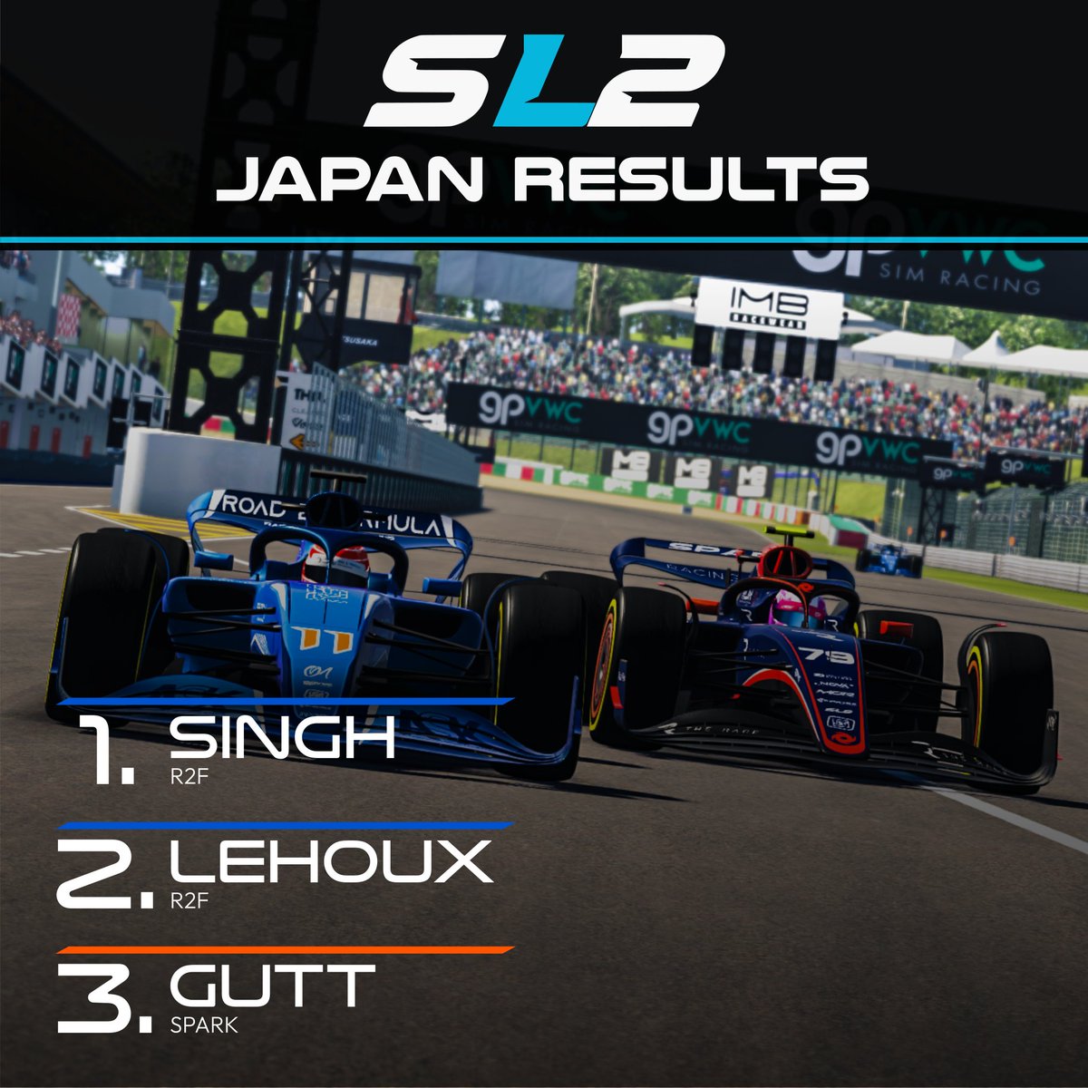 Singh claims the victory, after the leaders collided.

#gpvwc #japanesegp #simracing #esports #SL2 #rfactor2 #f1 #f2 #f3 #racing