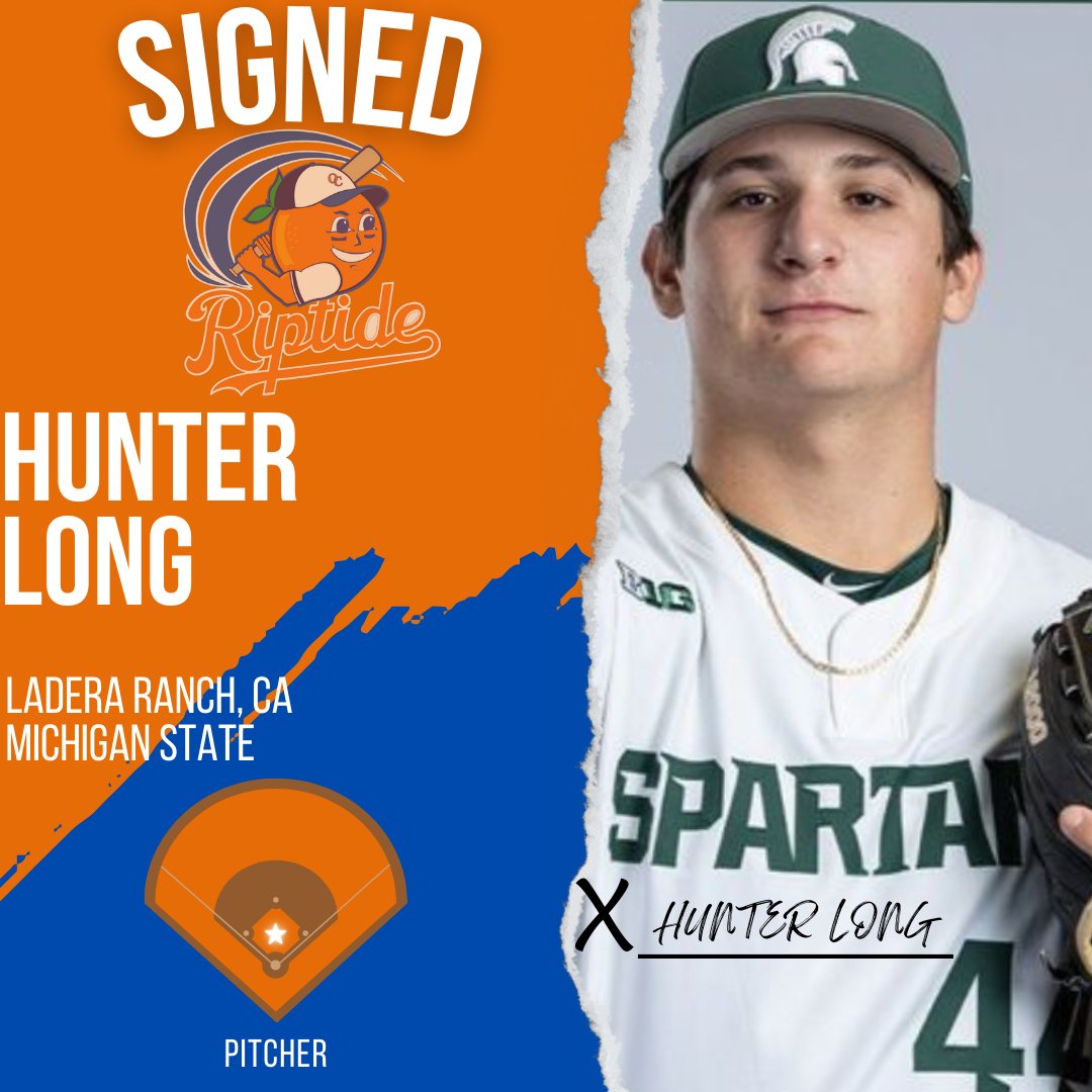 🌊🌊 New Tide Rising! 🌊🌊 @msu_baseball Freshman pitcher @hunter_long44 will be playing #SummerBall in Orange County at @yourgreatpark for the OC Riptide 2024 season! Welcome to the #OCRiptideFamily Hunter! 🟠🔵 #OCRiptideBaseball #YourGreatPark #cclbaseball #GoGreen