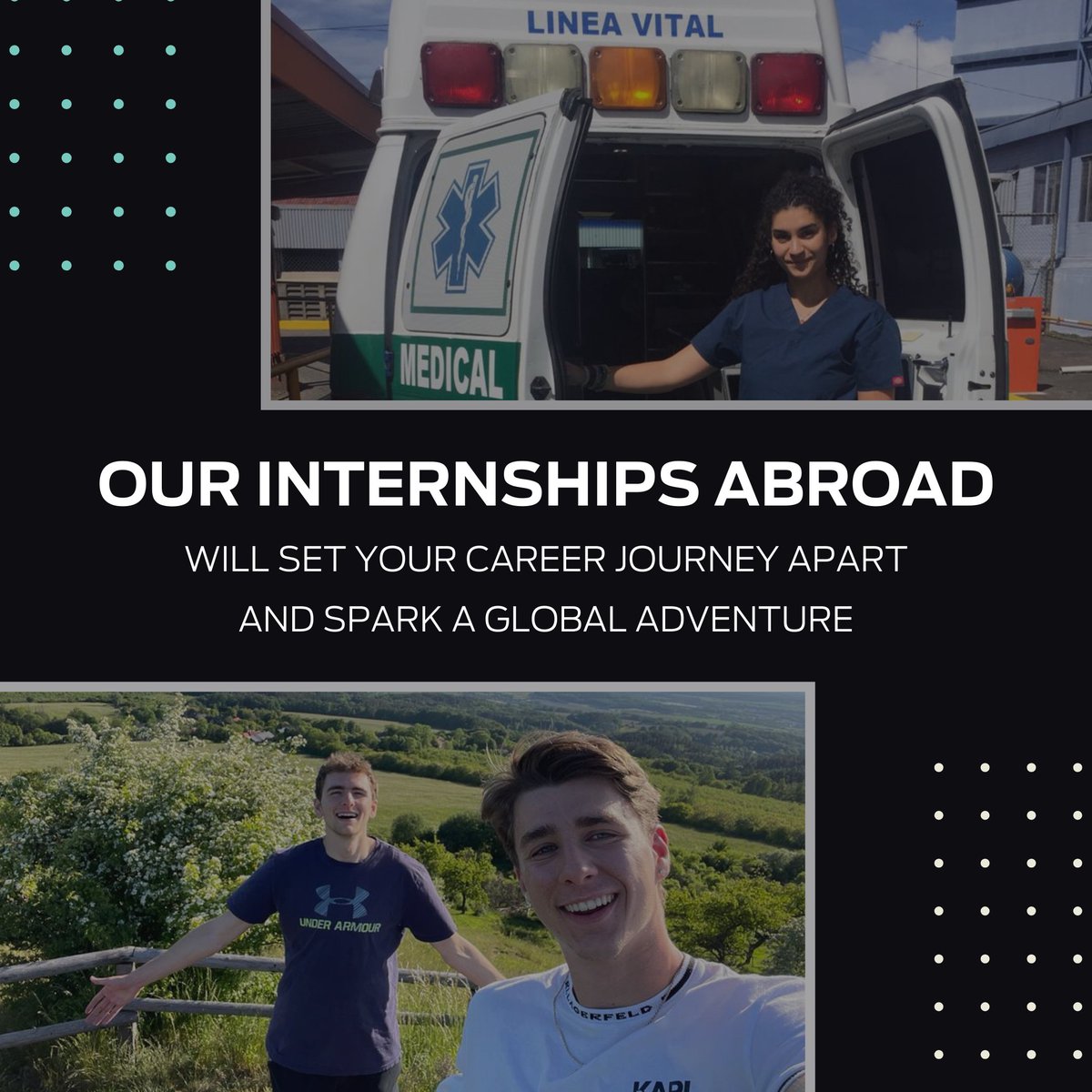 worldendeavors's tweet image. April is internship awareness month and we'll be highlighting past intern stories all month to celebrate internships abroad! Check out all of the amazing internships that we offer: hubs.la/Q02sqRfl0

#internshipawarenessmonth #internabroad #internshipsabroad #worldendeavors