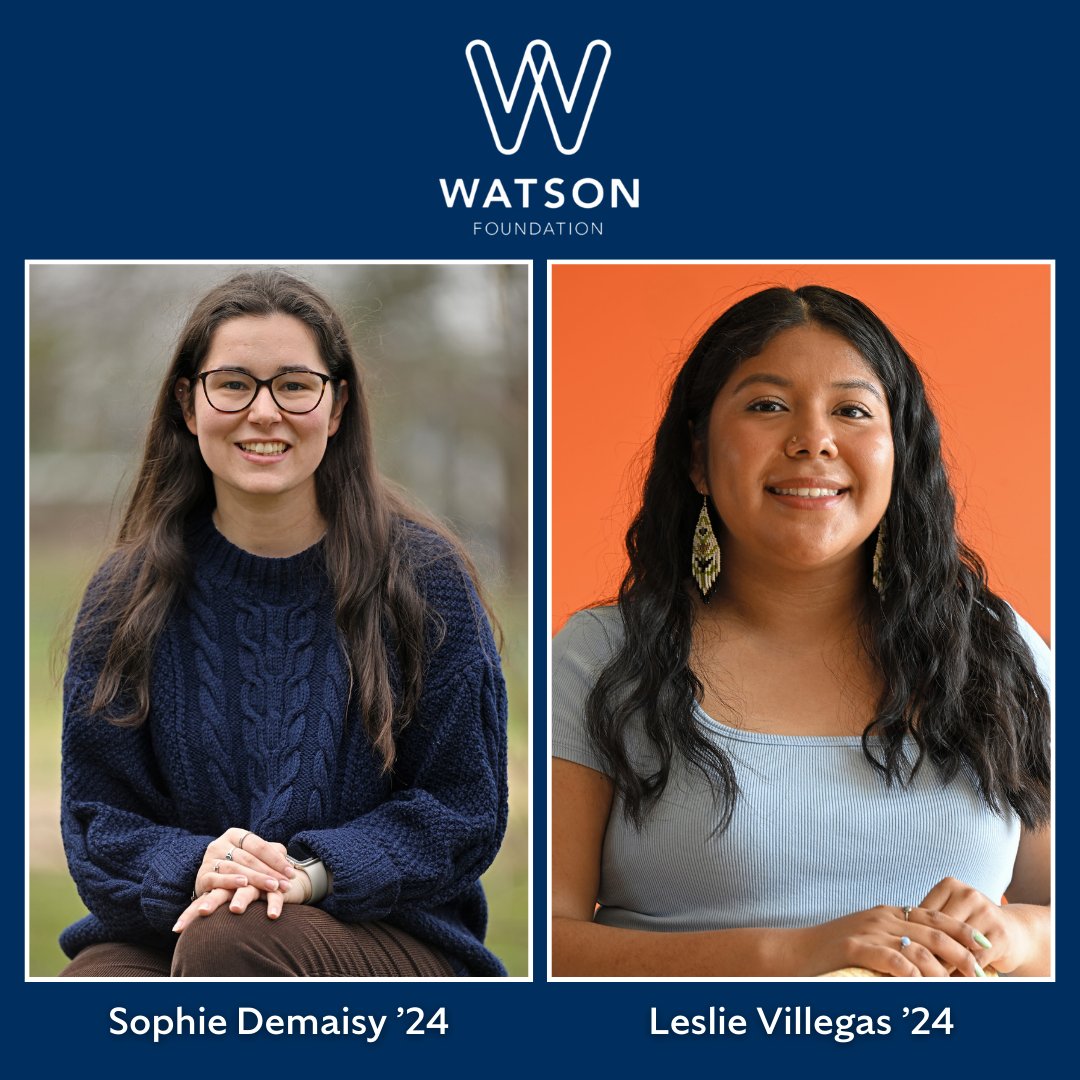 Sophie Demaisy ’24 and Leslie Villegas ’24 have been awarded prestigious Watson Foundation Fellowships to embark on a year of international exploration and discovery. 🧠 🔗 Learn more: bit.ly/3VL0rSc #ConnCollege