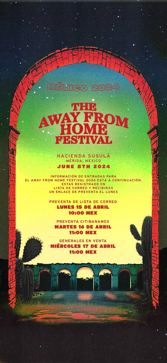 📩 | ¡Acaba de llegar este correo referente al Away From Home Festival en Mérida, México! Chequen su bandeja de entrada 👀🇲🇽