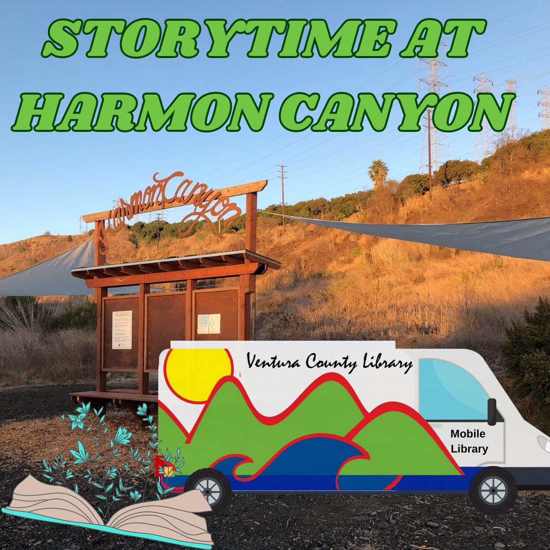 Hello all! The Harmon Canyon Preserve is open, so that means the Mobile Library is back! We'll be there on 4/11 from 9:30am-11:30am. Feel free to pull up a blanket or chair to join us for storytime at 10:30am! We hope to see you out there! 🚐📚 #Ventura @VenturaLand