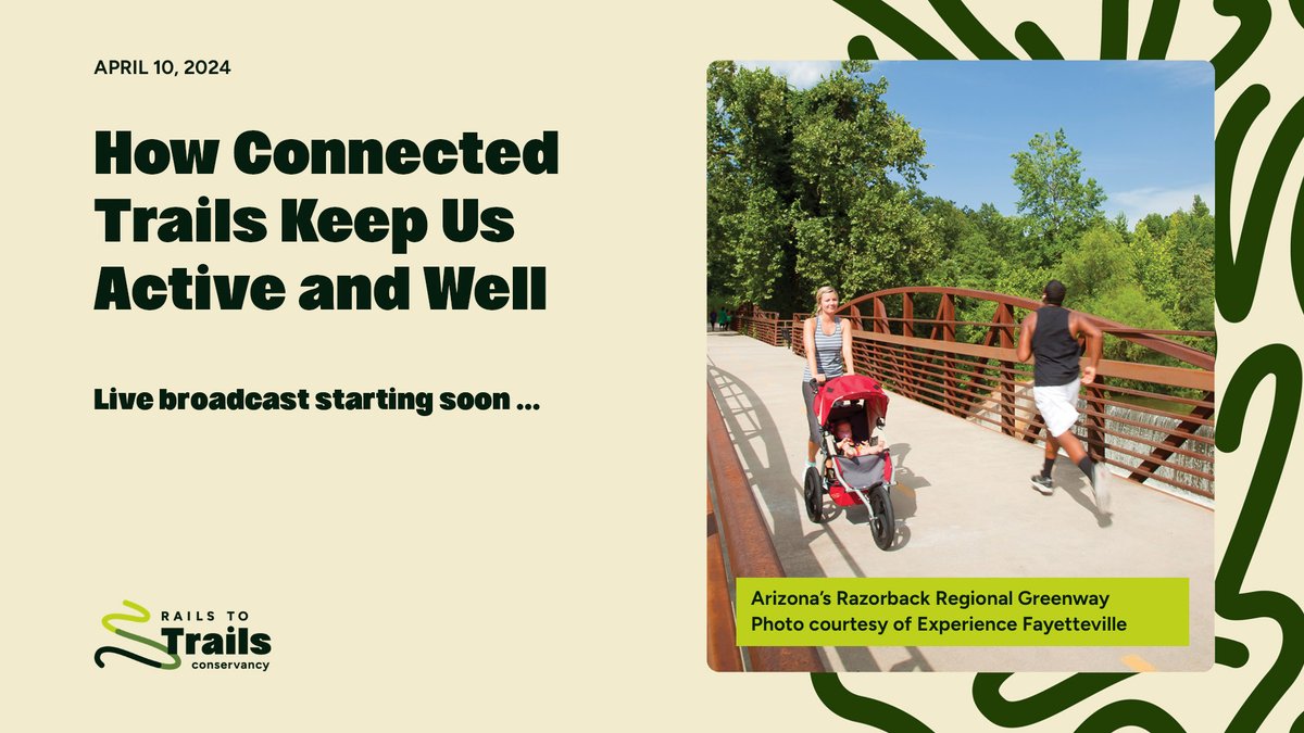 In 1 hour: Join us, @CDC_DNPAO, @SpecialOlympics, @sokansas for 'How Connected Trails Keep Us Active and Well'—the 2nd in our virtual event series that leads up to Celebrate Trails Day, 4/27! Watch live on Facebook: brnw.ch/21wIHgP #CelebrateTrails