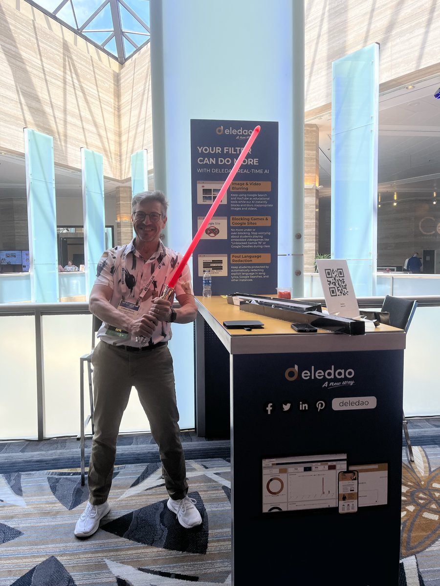 🎉 Congrats Clifton <a href="/dancy1986/">Clifton Dancy</a> for winning our Lightsaber raffle at #CoSN 2024!
And may be the bandwidth be with you! #Deledao #EdTech