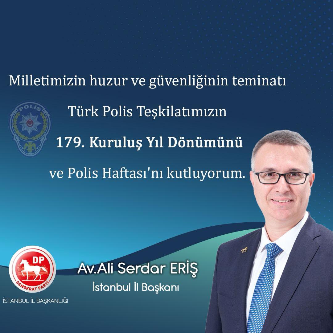 Türk Polis Teşkilatımızın 179.Kuruluş Yıl Dönümünü kutluyor,Polis haftamızda kıymetli Türk Polisine kolaylıklar diliyoruz.