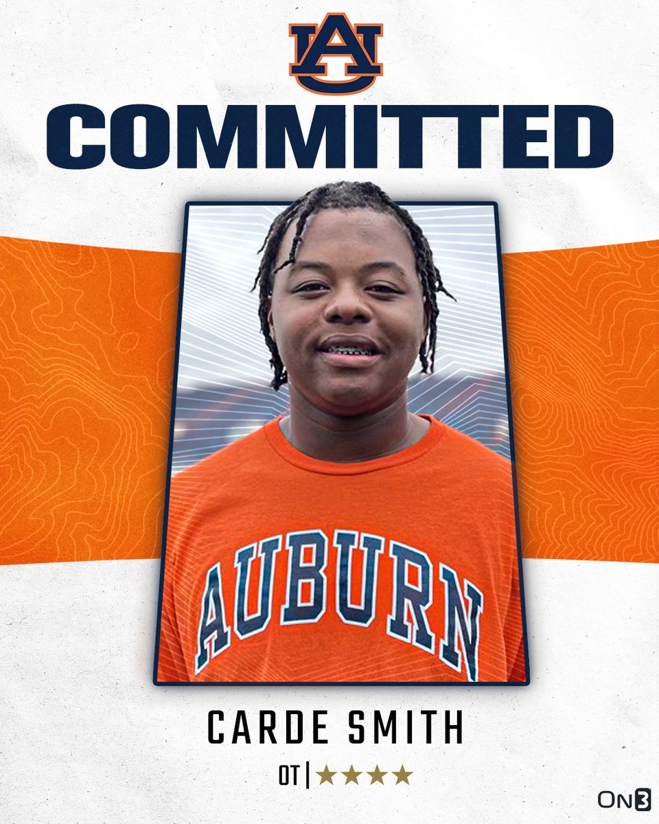 🚨BREAKING🚨 4-star OT Carde Smith has committed to Auburn🦅 More from @ChadSimmons_: on3.com/college/auburn…