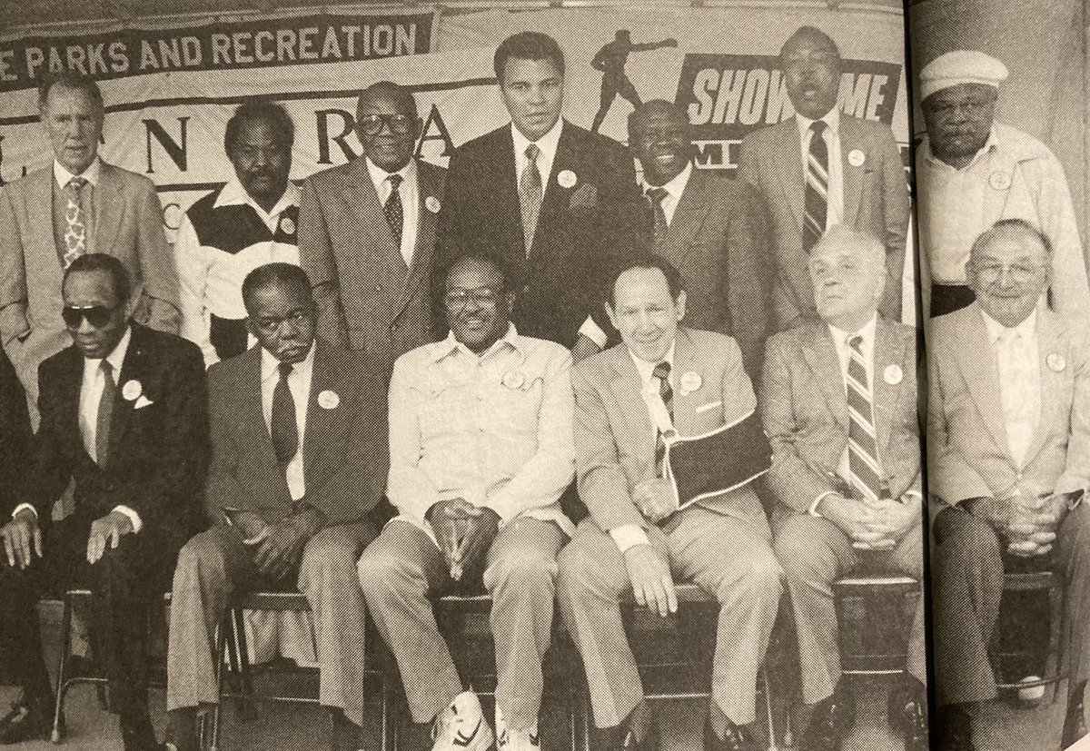 1990 International Boxing Hall of Fame Induction Weekend 🥊

Back row: Billy Conn, Jose Napoles, Jersey Joe Walcott, Muhammad Ali, Emile Griffith, Bob Foster, Archie Moore.

Front row: Sandy Saddler, Ike Williams, Kid Gavilán, Willie Pep, Jake LaMotta, Carmen Basilio.