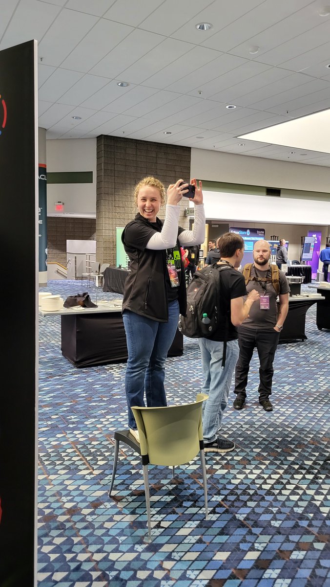 You can learn so many things at @devnexus Here you can see a workplace safety demonstration by @gracejansen27